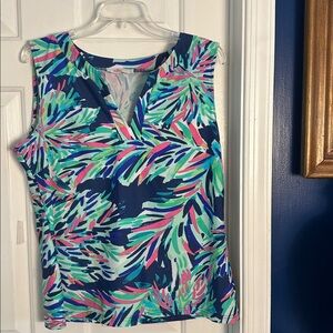 Women’s Aryeh Multicolor Floral Nylon & Spandex Sleeveless Blouse Size Large